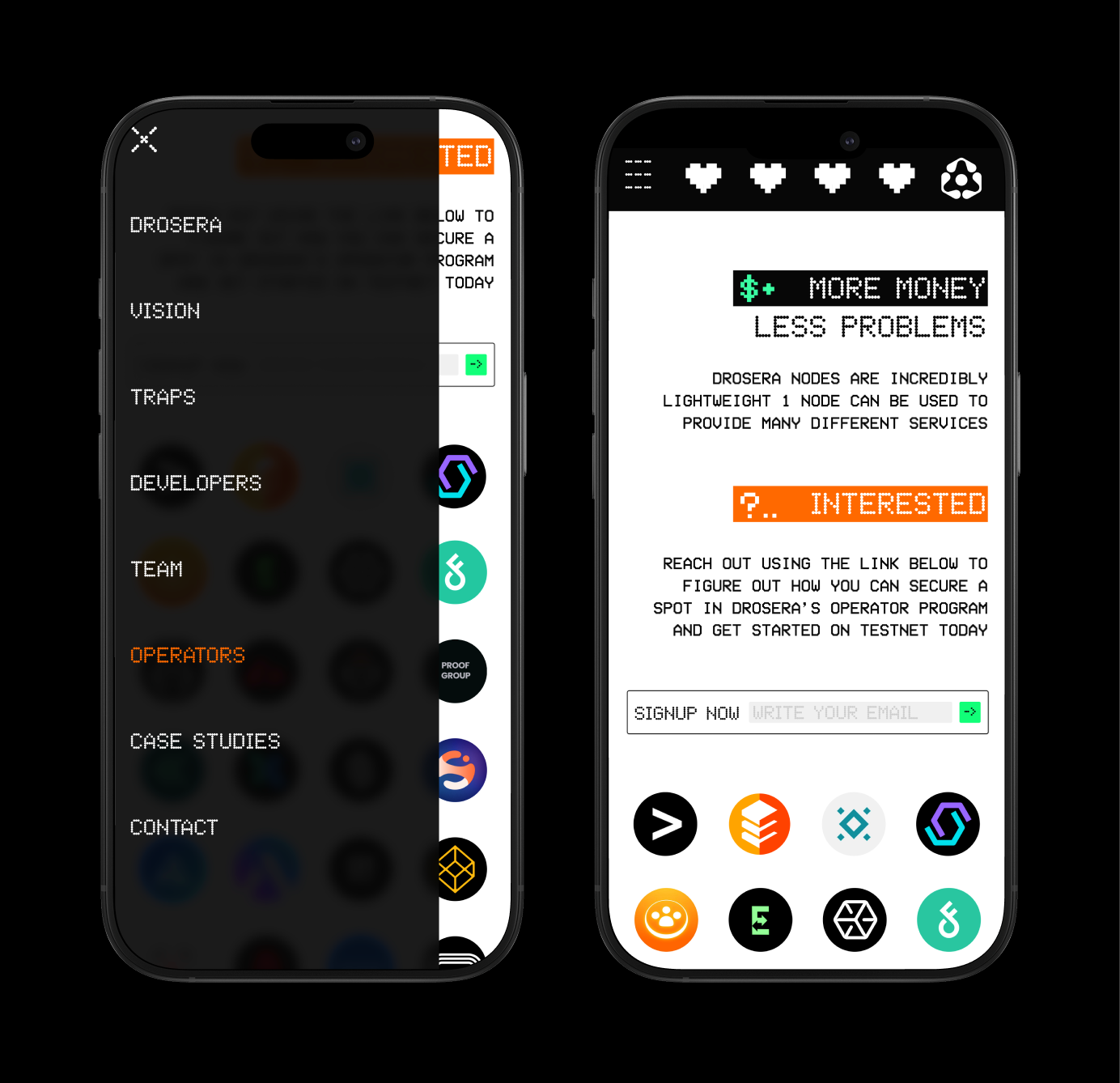 Graphic of a close up of a website depicting an Our Projects page with sample project names and dates.