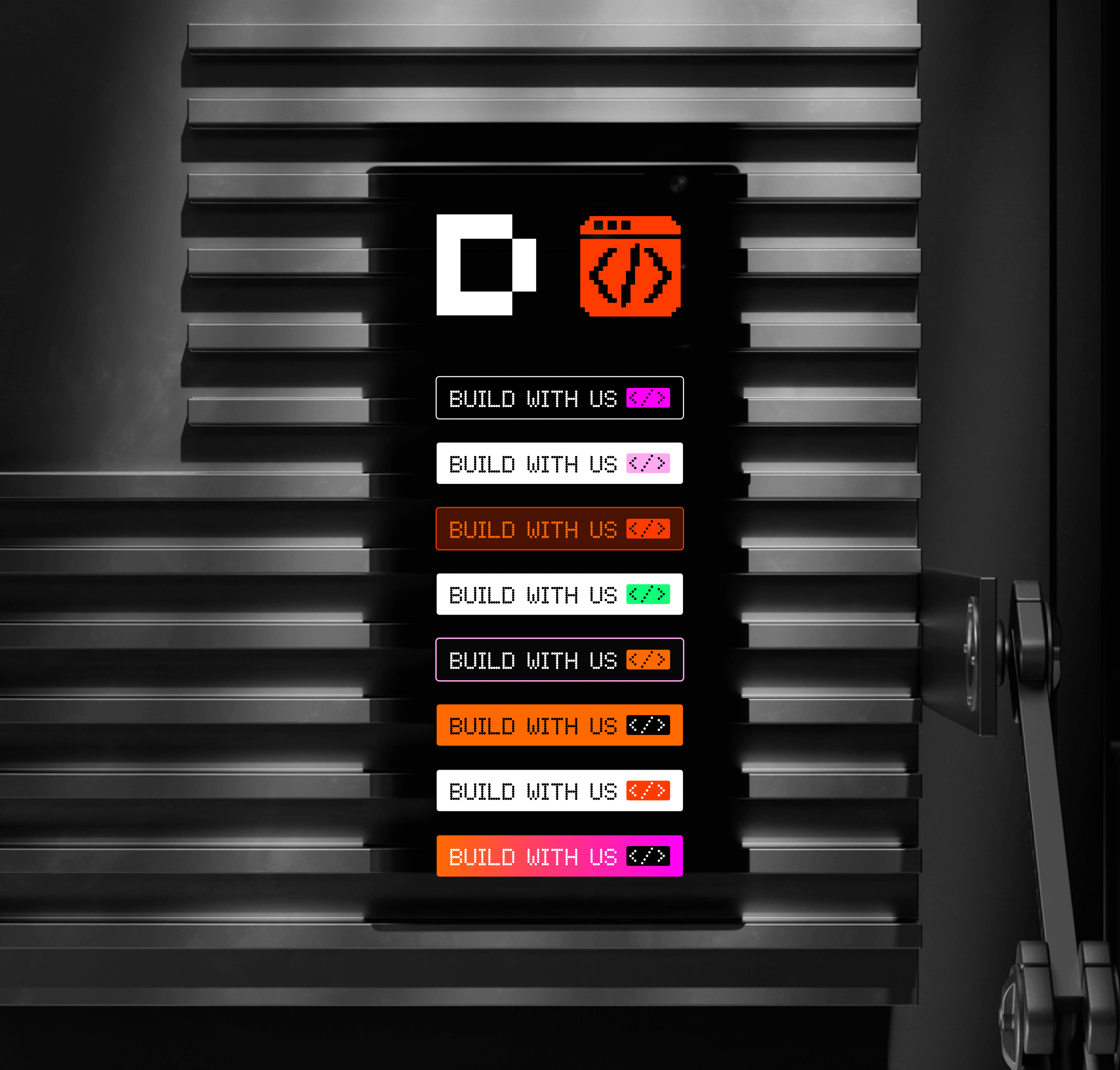 Graphic of a close up of a website depicting an Our Projects page with sample project names and dates.